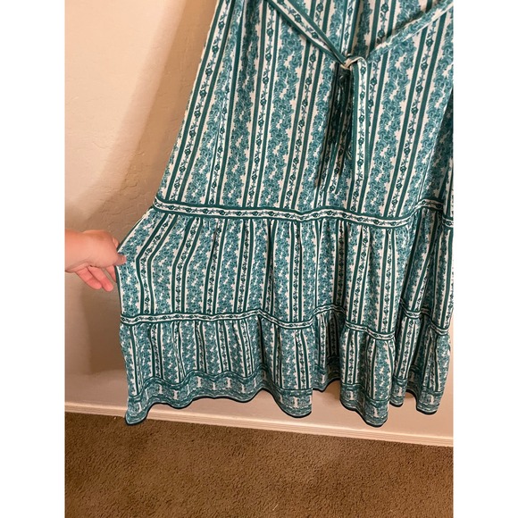 Chelsea & Violet Blue/White Floral Peasant Top Ruffle Midi/Maxi Dress Sz Medium - Picture 3 of 5